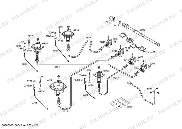 Взрыв-схема плиты (духовки) Bosch NGU2121DE - Схема узла 02