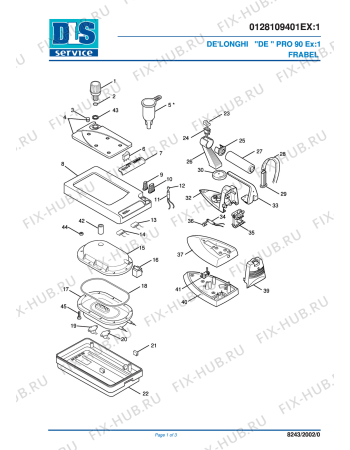 Схема №1 PRO 90 EX:1 FRABEL с изображением Руководство для электроутюга DELONGHI 5728103500