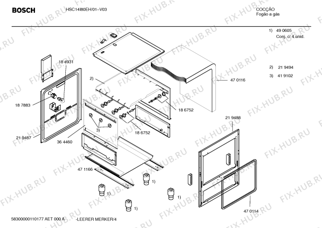 Взрыв-схема плиты (духовки) Bosch HSC14I80EH FOG P2I 56 PS - Схема узла 04