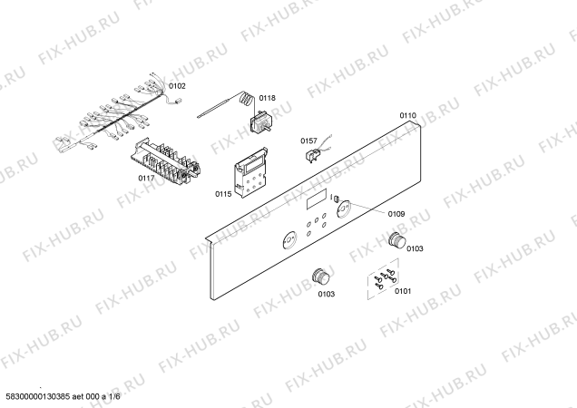 Схема №6 HB331E0 с изображением Панель управления для духового шкафа Siemens 00664471