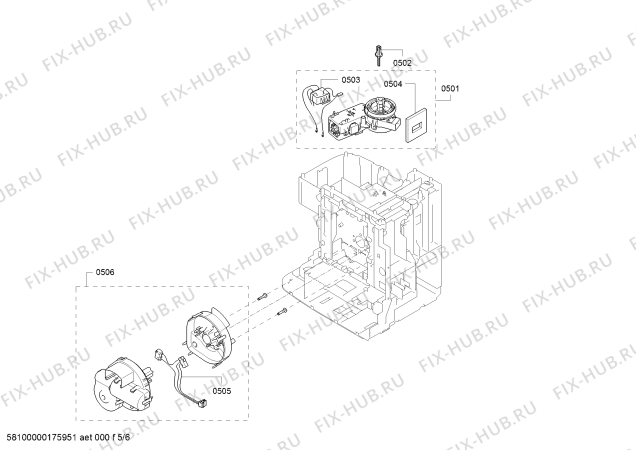 Взрыв-схема кофеварки (кофемашины) Siemens TE717209RW EQ.7 Plus aromaSense Z-series - Схема узла 05