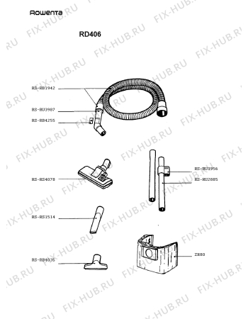 Взрыв-схема пылесоса Rowenta RD406 - Схема узла RD406FR_.__2