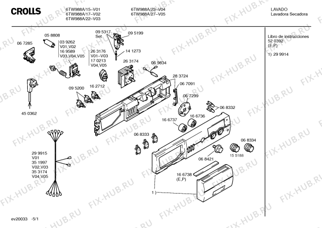Схема №5 6TW988A Crolls 6TW988A с изображением Панель управления для стиралки Bosch 00299914