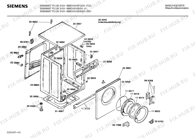 Схема №4 WM30001FG SIWAMAT PLUS 3000 с изображением Инструкция по эксплуатации для стиральной машины Siemens 00514293