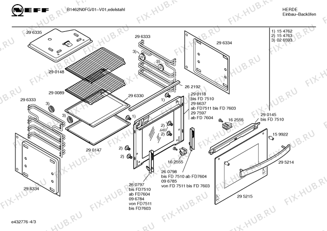Схема №4 B1462W0FG с изображением Пленочная индикация для плиты (духовки) Bosch 00162304