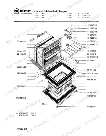 Взрыв-схема плиты (духовки) Neff 1117831401 1783/11FG - Схема узла 02