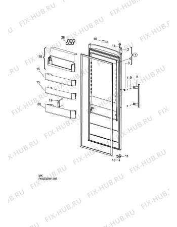 Взрыв-схема холодильника Electrolux ERF3716MOX - Схема узла C10 Door