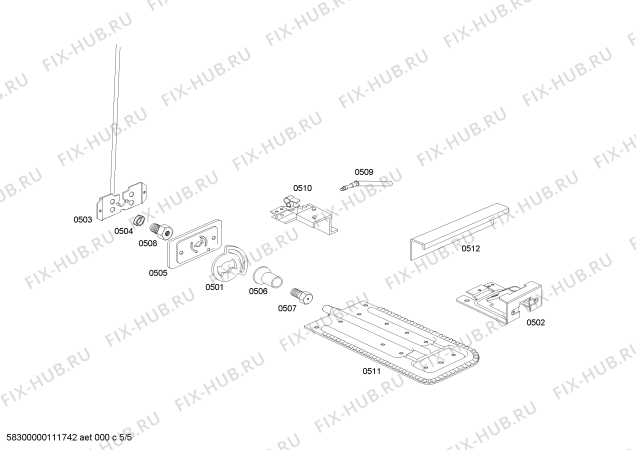 Взрыв-схема плиты (духовки) Continental FSF13K33E9 LM4 I BRANCO PISO (LC-10) CKD - Схема узла 05