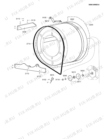 Взрыв-схема стиральной машины Whirlpool TRK 5070 RE - Схема узла