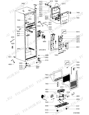 Взрыв-схема холодильника Whirlpool DPA 45 NF/AL - Схема узла