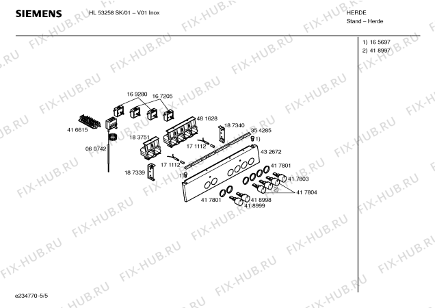 Взрыв-схема плиты (духовки) Siemens HL53258SK - Схема узла 05