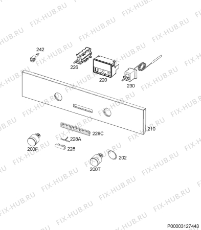 Взрыв-схема плиты (духовки) Aeg BEE431210B - Схема узла Command panel 037