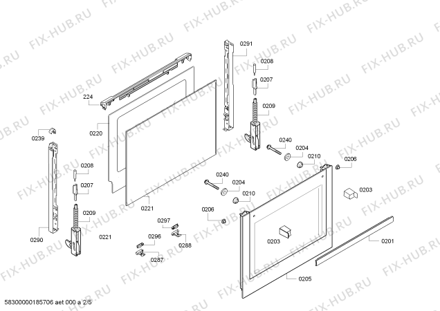 Взрыв-схема плиты (духовки) Bosch HBG42R350E H.BO.NP.L2D.IN.GLASS.B3/.X.E0_TIF/ - Схема узла 02