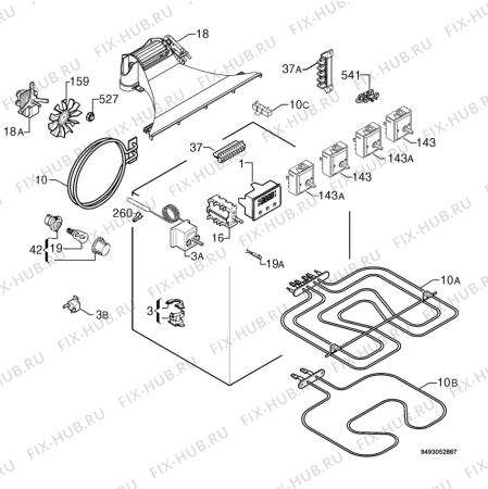 Взрыв-схема плиты (духовки) Privileg 00395030_61350 - Схема узла Electrical equipment 268