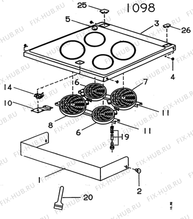 Взрыв-схема комплектующей Electrolux CF6770 - Схема узла H10 Hob