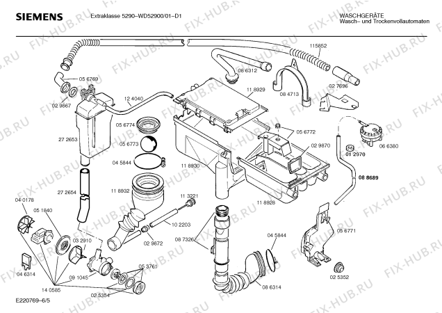 Взрыв-схема стиральной машины Siemens WD52900 SIWAMAT PLUS 5290 - Схема узла 05