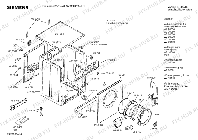 Схема №4 WH35830ID Extraklasse 3583 с изображением Панель управления для стиралки Siemens 00286242