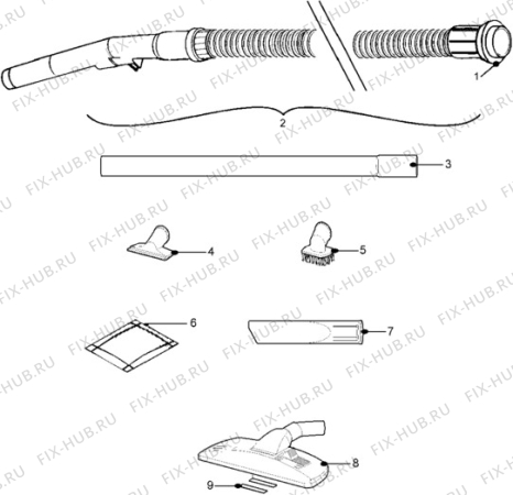 Взрыв-схема пылесоса Electrolux Z1867 - Схема узла Hose