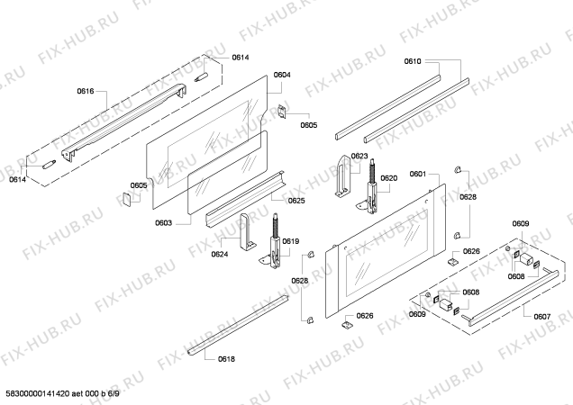 Взрыв-схема плиты (духовки) Bosch HBM56B550B - Схема узла 07