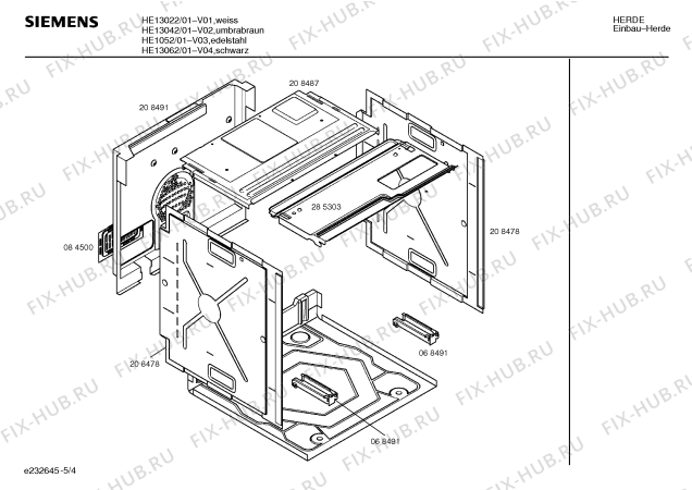 Взрыв-схема плиты (духовки) Siemens HE13022 - Схема узла 04