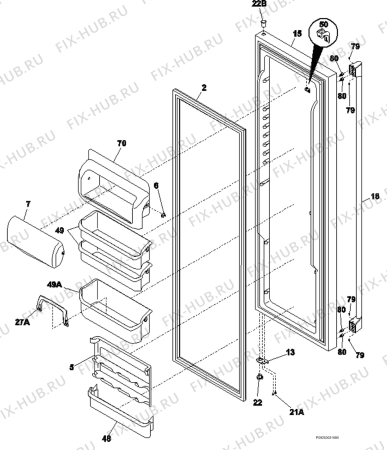 Взрыв-схема холодильника Aeg Electrolux S75628SK5 - Схема узла Refrigerator door