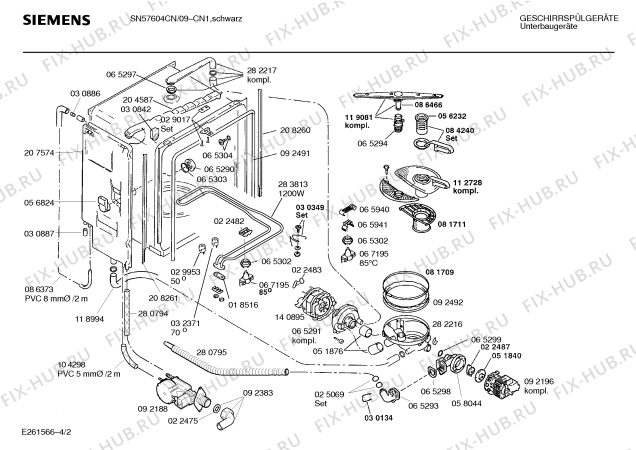 Взрыв-схема посудомоечной машины Siemens SN57604CN - Схема узла 02