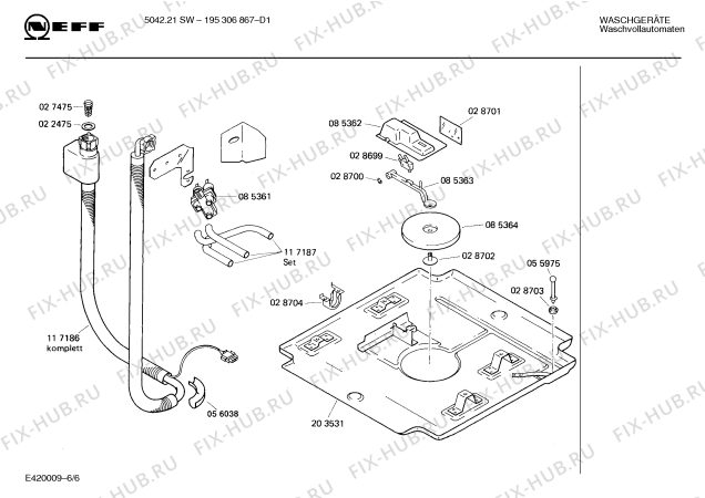 Схема №5 195301954 5041.11SW с изображением Панель для стиральной машины Bosch 00115096