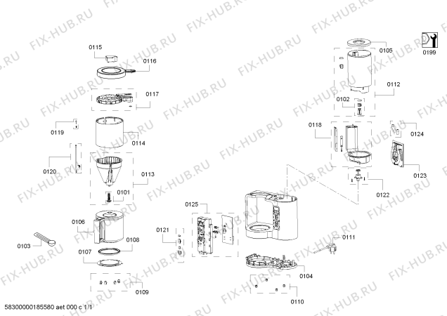 Схема №1 TC80104 sensor for senses с изображением Шланг для кофеварки (кофемашины) Siemens 12007141