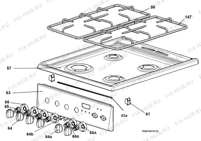 Взрыв-схема плиты (духовки) Electrolux EKK5020 - Схема узла Section 4