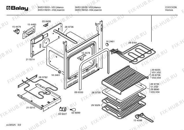 Схема №3 3HI511B с изображением Панель для плиты (духовки) Bosch 00296547