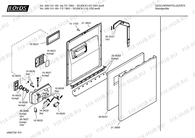 Взрыв-схема посудомоечной машины Lloyds SE2NCK1 026/131-09 - Схема узла 02