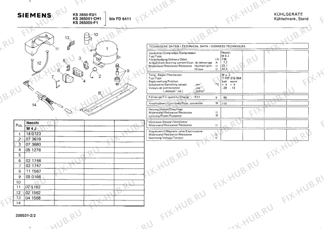 Взрыв-схема холодильника Siemens KS265001 KS2650 - Схема узла 02