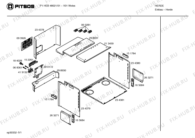 Схема №5 P1HEC88022 с изображением Передняя панель для плиты (духовки) Bosch 00350244