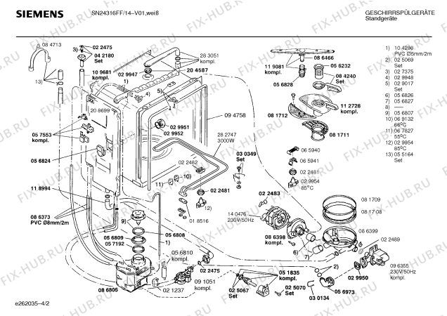Схема №4 SN24316FF с изображением Панель для посудомойки Siemens 00297058