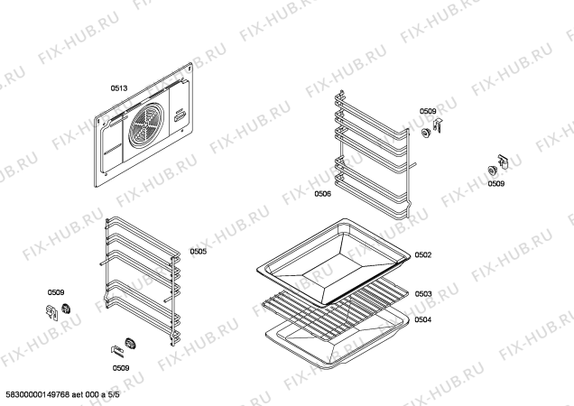 Взрыв-схема плиты (духовки) Siemens HB22AB520R Horno.SE.2d.S2a.E0_TIF.f_glass.inox - Схема узла 05