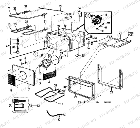 Взрыв-схема плиты (духовки) Elektro Helios SG680 - Схема узла H10 Main Oven Cavity (large)