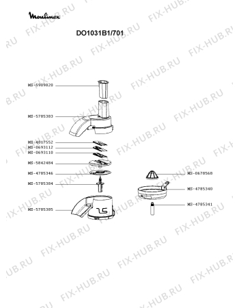 Взрыв-схема кухонного комбайна Moulinex DO1031B1/701 - Схема узла RP002803.5P3
