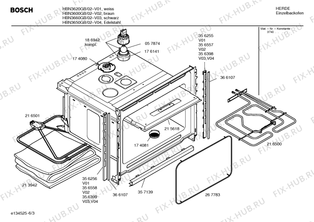 Схема №6 HBN3660GB с изображением Инструкция по эксплуатации для электропечи Bosch 00582797