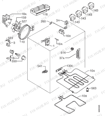 Взрыв-схема плиты (духовки) Privileg 010183 2 - Схема узла Electrical equipment 268