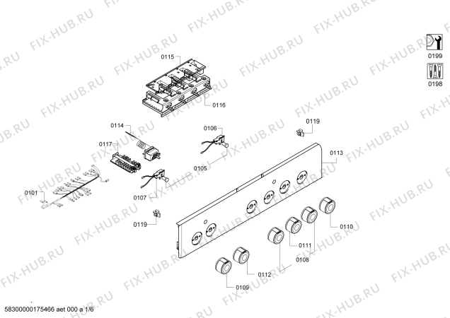 Схема №5 CH10321 с изображением Панель управления для плиты (духовки) Bosch 00749462