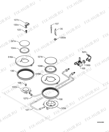 Взрыв-схема плиты (духовки) Electrolux EHM6235K - Схема узла Functional parts 267