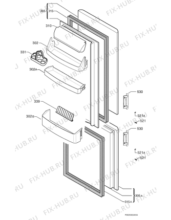 Взрыв-схема холодильника Zanker Electrolux ZNB4051S - Схема узла Door 003