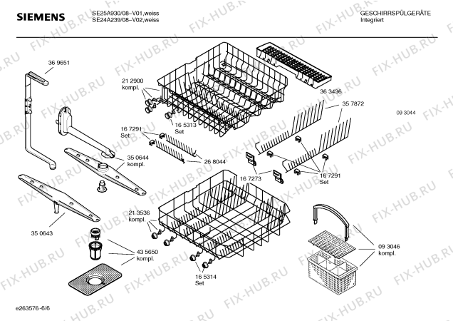Схема №6 SE25A930 family с изображением Краткая инструкция для посудомойки Siemens 00588119