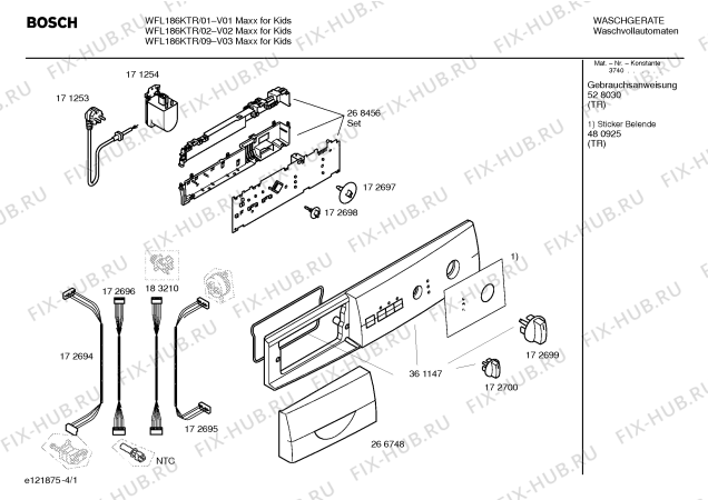 Схема №4 WFL186KTR Eurowasher 186 с изображением Инструкция по эксплуатации для стиралки Bosch 00528030