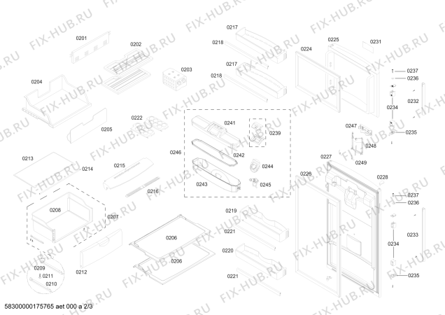 Взрыв-схема холодильника Bosch KDN42BL121 REF BOSCH ECO-TT421 IXL 220V/60HZ - Схема узла 02