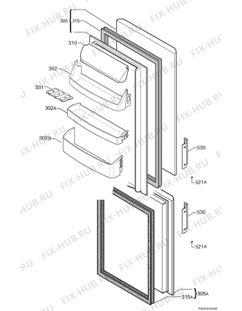 Взрыв-схема холодильника Aeg Electrolux S45320KG - Схема узла Door 003