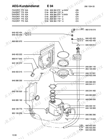 Взрыв-схема посудомоечной машины Aeg FAV775I-W  GB - Схема узла Water softener 066