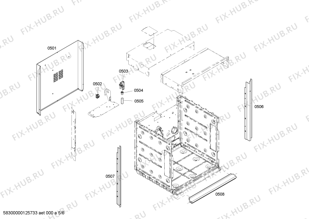 Взрыв-схема плиты (духовки) Bosch HBN3350UC - Схема узла 05