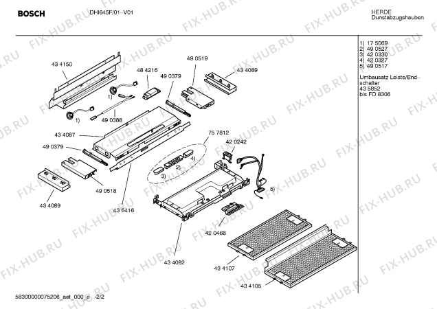 Взрыв-схема вытяжки Bosch DHI645F - Схема узла 02