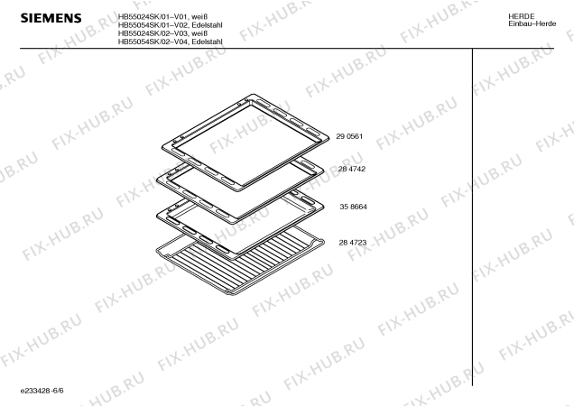 Взрыв-схема плиты (духовки) Siemens HB55024SK - Схема узла 06